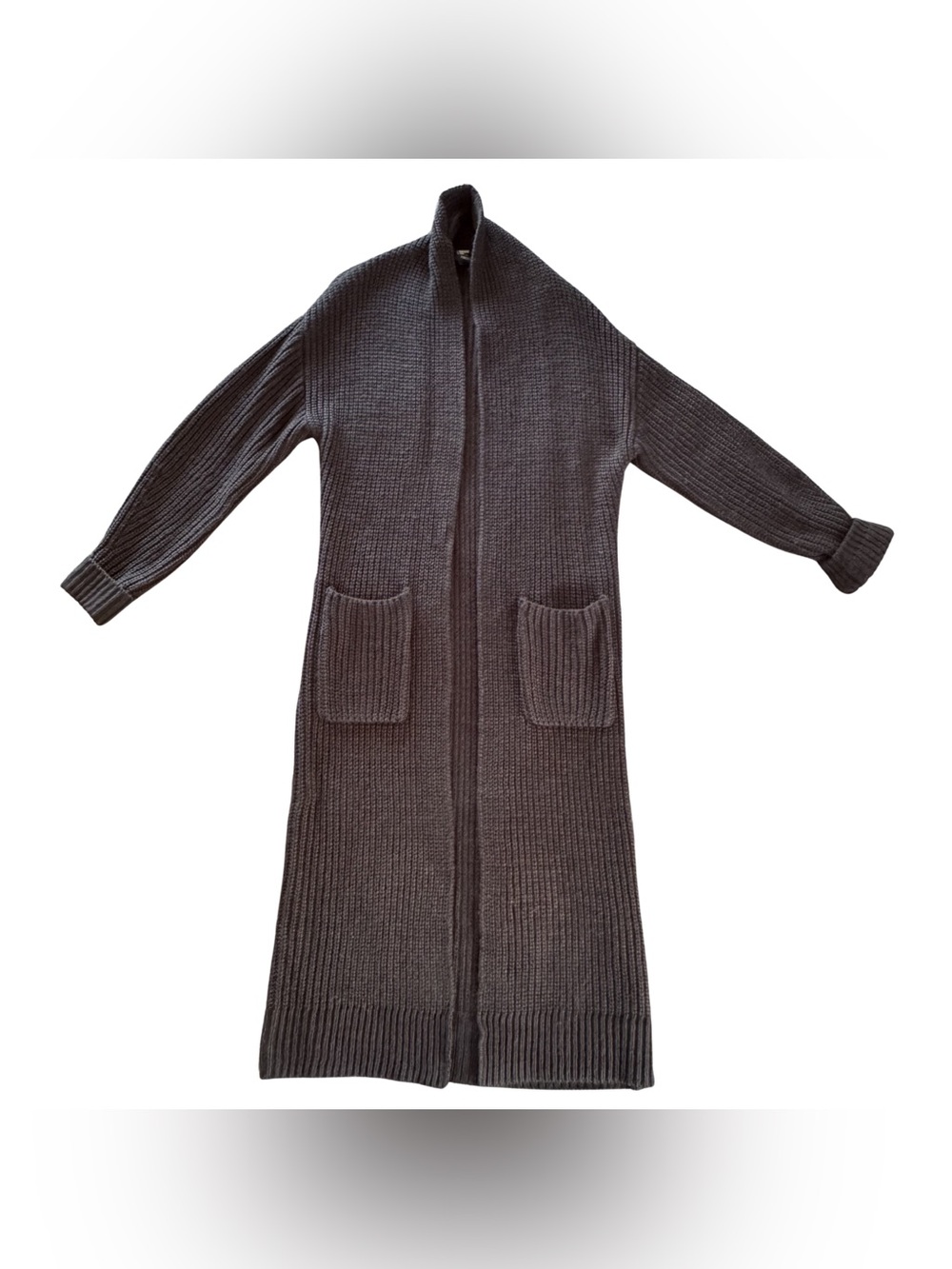 Forever 21 Long Chunky Knit Open Cardigan Sweater Black S